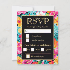 Tarjeta De Confirmación De Asistencia Boda Brillante de Hibisco Tropical