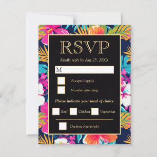 Tarjeta De Confirmación De Asistencia Boda Brillante de Hibisco Tropical