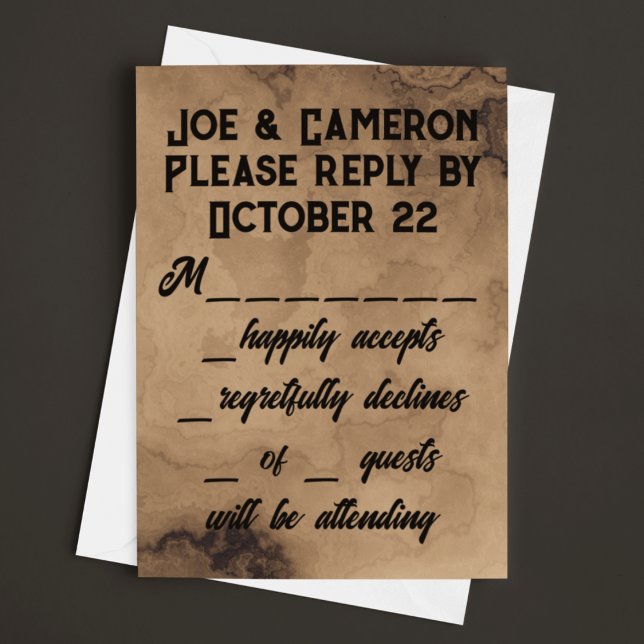 Tarjeta De Confirmación De Asistencia Boda Brown Walnut Burl (Subido por el creador)