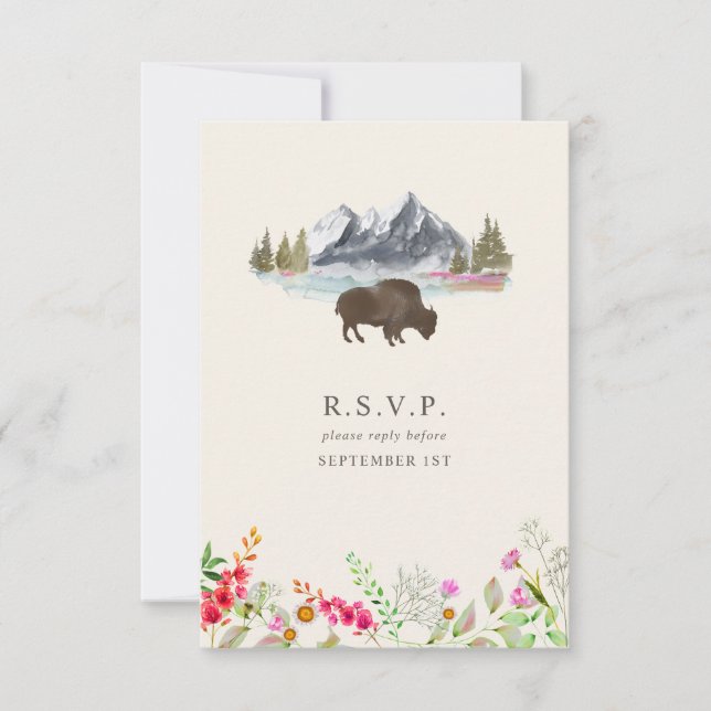 Tarjeta De Confirmación De Asistencia Boda Buffalo Wildflower (Anverso)