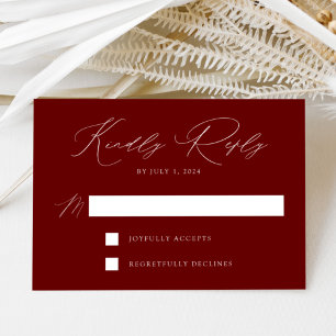 Tarjeta De Confirmación De Asistencia Boda Burgundy Modern Elegance