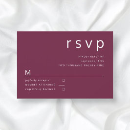 Tarjeta De Confirmación De Asistencia Boda Burgundy Simple Moderna