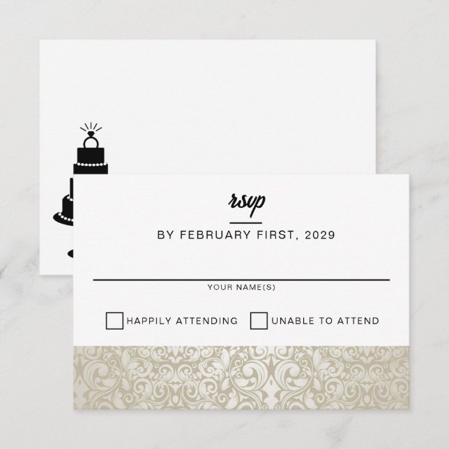 Tarjeta De Confirmación De Asistencia Boda Cake (Anverso / Reverso)
