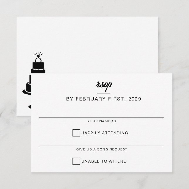 Tarjeta De Confirmación De Asistencia Boda Cake (Anverso / Reverso)