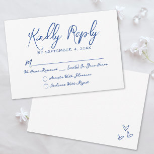 Tarjeta De Confirmación De Asistencia Boda Caprichosa Azul Quirky Dibujada a Mano