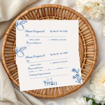 Boda caprichosa Champagne Dibujada a Mano Azul Fra