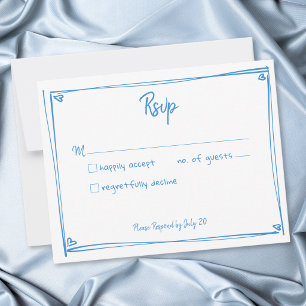 Tarjeta De Confirmación De Asistencia Boda caprichosa de corazón dibujado a mano blanco