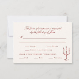 Tarjeta De Confirmación De Asistencia Boda caprichosa ilustrada en rojo