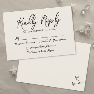Tarjeta De Confirmación De Asistencia Boda Caprichosa Vintage Dibujada a Mano Simple