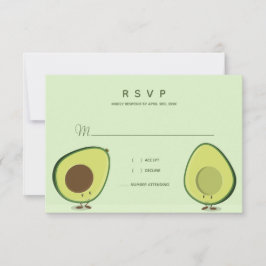 Tarjeta De Confirmación De Asistencia Boda caprichoso aguacate verde ilustrado