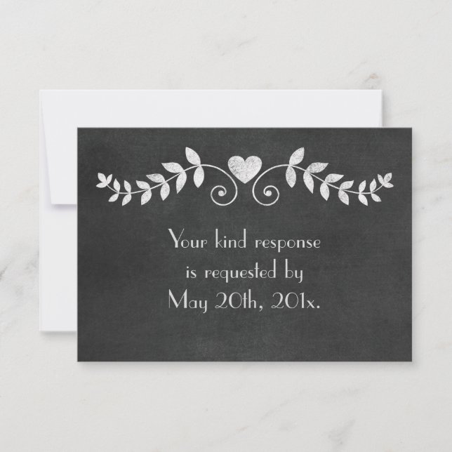 Tarjeta De Confirmación De Asistencia Boda Cardíaco de Chalkboard (Anverso)