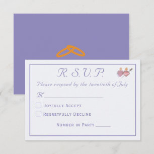 Tarjeta De Confirmación De Asistencia Boda Católica de Dos Corazones de Violeta Elegante