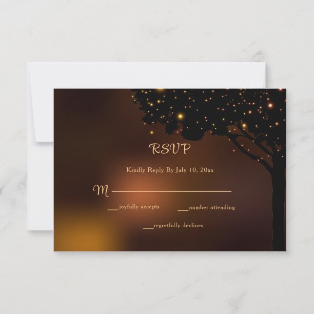 Tarjeta De Confirmación De Asistencia Boda Celestial Autumn Night String Light (Anverso)