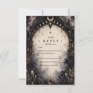 Tarjeta De Confirmación De Asistencia Boda Celestial Gótica Atemporal