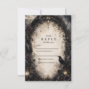 Tarjeta De Confirmación De Asistencia Boda Celestial Gótica Encantada