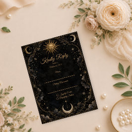 Tarjeta De Confirmación De Asistencia Boda Celestial Gótica Sol Luna