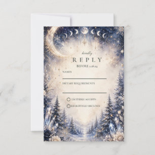 Tarjeta De Confirmación De Asistencia Boda Celestial Invernal Atemporal
