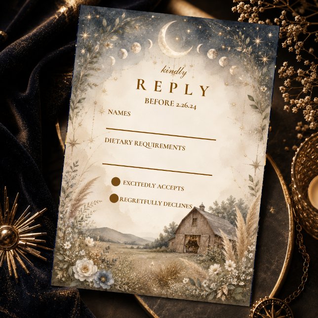 Tarjeta De Confirmación De Asistencia Boda Celestial Rústica (Subido por el creador)