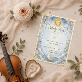 Tarjeta De Confirmación De Asistencia Boda Celestial Sol Luna Etéreo