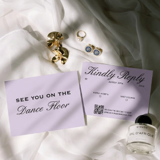 Tarjeta De Confirmación De Asistencia Boda Chic Editorial de Lujo Morado Suave