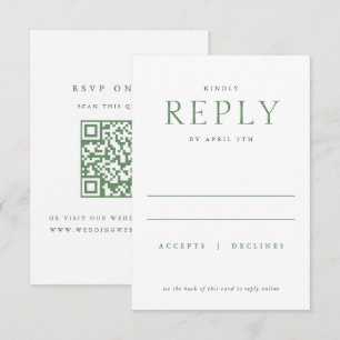 Tarjeta De Confirmación De Asistencia Boda Chic Elegante Minimalista Tipo Sage y Blanco