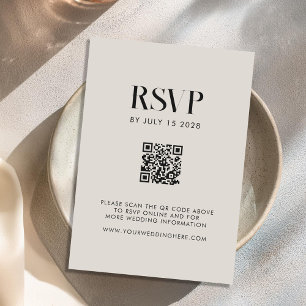 Tarjeta De Confirmación De Asistencia Boda Chic Minimalista Moderna de Negro y Marfil