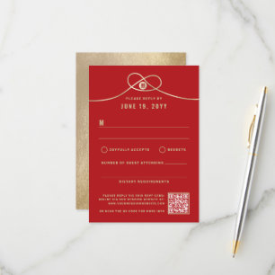 Tarjeta De Confirmación De Asistencia Boda chino de doble felicidad de unión de nudos do
