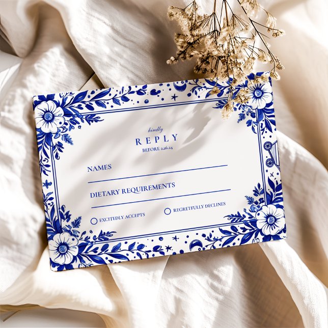 Tarjeta De Confirmación De Asistencia Boda Chinoiserie Delft Blue White (Subido por el creador)