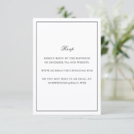 Tarjeta De Confirmación De Asistencia Boda clásica atemporal en blanco y negro en la fro