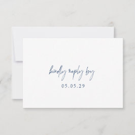 Tarjeta De Confirmación De Asistencia Boda clásica azul elegante de la Marina