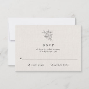 Tarjeta De Confirmación De Asistencia Boda Clásica Botánica Beige