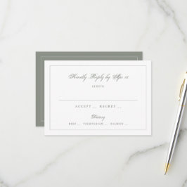 Tarjeta De Confirmación De Asistencia Boda Clásica con Monograma Verde Salvia