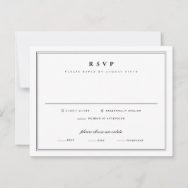 Tarjeta De Confirmación De Asistencia Boda Clásica de Marco Simple Negro y Blanco