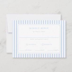 Tarjeta De Confirmación De Asistencia Boda Clásica de Rayas Prepppy Azul Costero