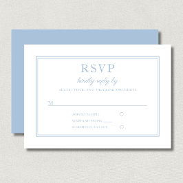 Tarjeta De Confirmación De Asistencia Boda Clásica Elegante en Azul Polvo Letra Script