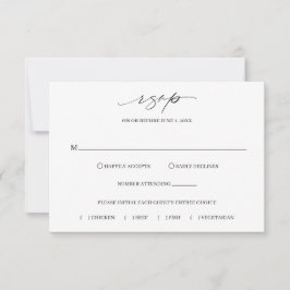 Tarjeta De Confirmación De Asistencia Boda clásica elegante en blanco y negro
