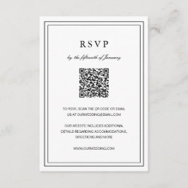 Tarjeta De Confirmación De Asistencia Boda clásica elegante en blanco y negro
