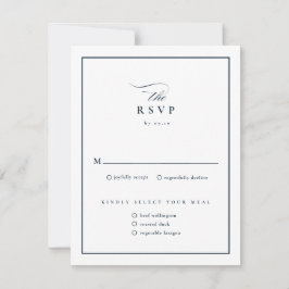 Tarjeta De Confirmación De Asistencia Boda Clásica Elegante Escritura Azul Marino