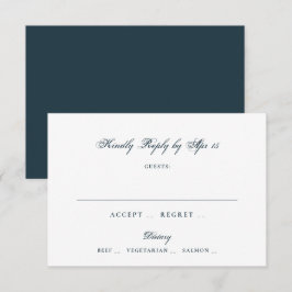 Tarjeta De Confirmación De Asistencia Boda clásica elegante formal de azul marino blanco