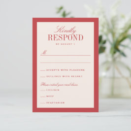 Tarjeta De Confirmación De Asistencia Boda clásica elegante roja y crema