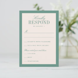 Tarjeta De Confirmación De Asistencia Boda clásica elegante verde y crema