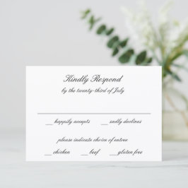 Tarjeta De Confirmación De Asistencia Boda Clásica en Blanco y Negro Atemporal