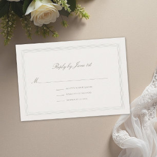 Tarjeta De Confirmación De Asistencia Boda Clásica Moderna Elegante Formal Triple Ecru