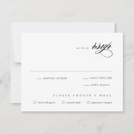 Tarjeta De Confirmación De Asistencia Boda Clásica Negro y Blanco Guión Elegante