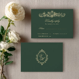 Tarjeta De Confirmación De Asistencia Boda Clásica Romántica Vintage Jardín Regencia