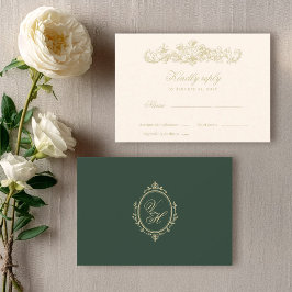 Tarjeta De Confirmación De Asistencia Boda Clásica Romántica Vintage Jardín Regencia