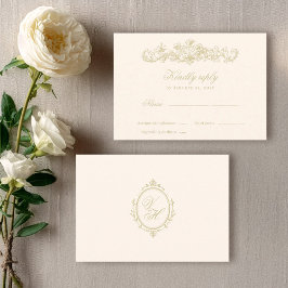 Tarjeta De Confirmación De Asistencia Boda Clásica Romántica Vintage Jardín Regencia