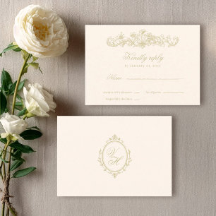 Tarjeta De Confirmación De Asistencia Boda Clásica Romántica Vintage Jardín Regencia