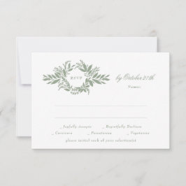 Tarjeta De Confirmación De Asistencia boda clásico de wreath elegante sage green