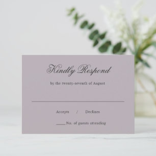 Tarjeta De Confirmación De Asistencia Boda Clásico Dusty Limpio Lilac
